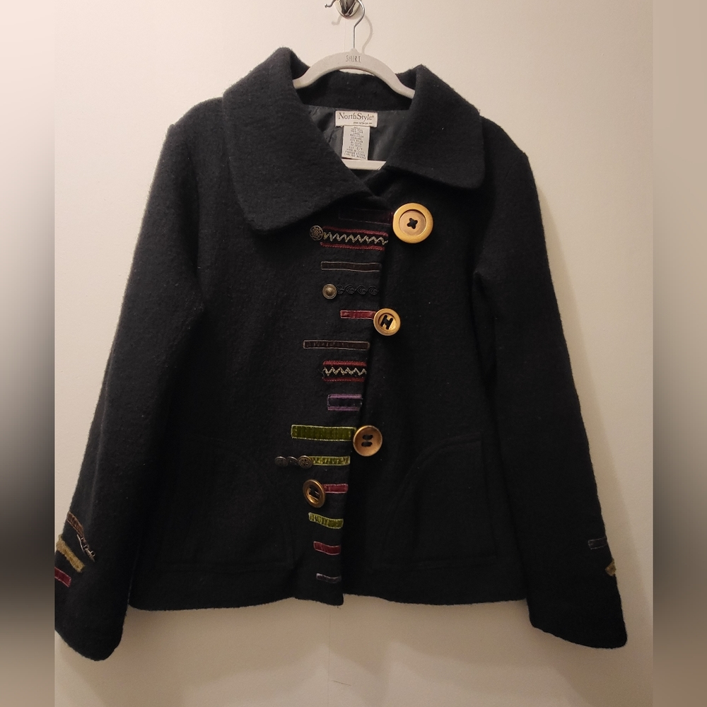 North Style 100% Wool Peacoat‎ Women's Sz Small Bohemian Whimsigoth Witchy Y2K